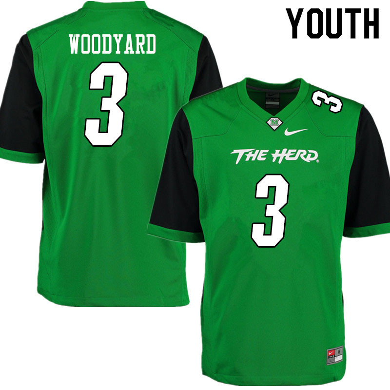 Youth #3 Jaron Woodyard Marshall Thundering Herd College Football Jerseys Sale-Gren - Click Image to Close